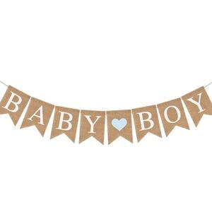 Baby Boy Burlap Banner with Blue Heart